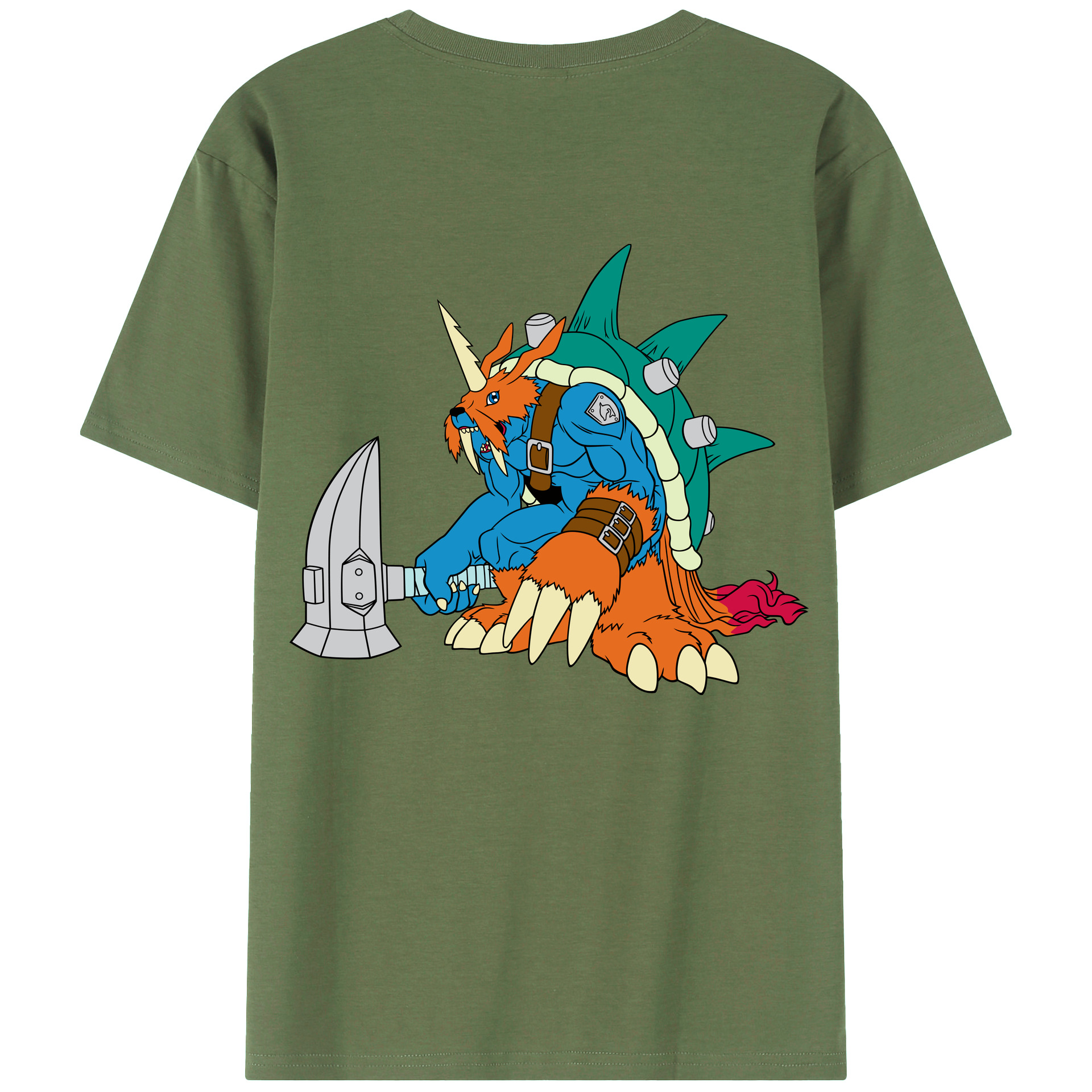 （画像用） Digimon デジタルモンスター/デジモン 綿100％ メンズ半袖Tシャツ（バックプリント） 通気性